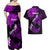 Hawaii Maui Couples Matching Off Shoulder Maxi Dress and Hawaiian Shirt Polynesian Fish Hook Hibiscus Purple Version LT05 - Polynesian Pride