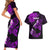 Hawaii Maui Couples Matching Short Sleeve Bodycon Dress and Hawaiian Shirt Polynesian Fish Hook Hibiscus Purple Version LT05 - Polynesian Pride