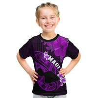 Hawaii Maui Kid T Shirt Polynesian Fish Hook Hibiscus Purple Version LT05 Purple - Polynesian Pride