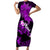 Hawaii Maui Short Sleeve Bodycon Dress Polynesian Fish Hook Hibiscus Purple Version LT05 Long Dress Purple - Polynesian Pride