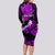 Personalized Hawaii Maui Long Sleeve Bodycon Dress Polynesian Fish Hook Hibiscus Purple Version LT05 - Polynesian Pride