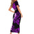 Personalized Hawaii Maui Short Sleeve Bodycon Dress Polynesian Fish Hook Hibiscus Purple Version LT05 - Polynesian Pride