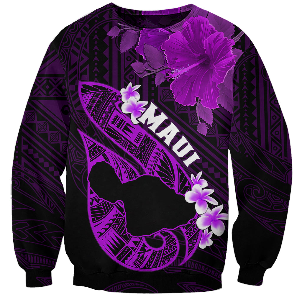 Personalized Hawaii Maui Sweatshirt Polynesian Fish Hook Hibiscus Purple Version LT05 Unisex Purple - Polynesian Pride