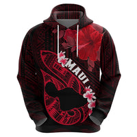 Hawaii Maui Hoodie Polynesian Fish Hook Hibiscus Red Version LT05 - Polynesian Pride