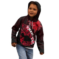 Hawaii Maui Kid Hoodie Polynesian Fish Hook Hibiscus Red Version LT05 - Polynesian Pride