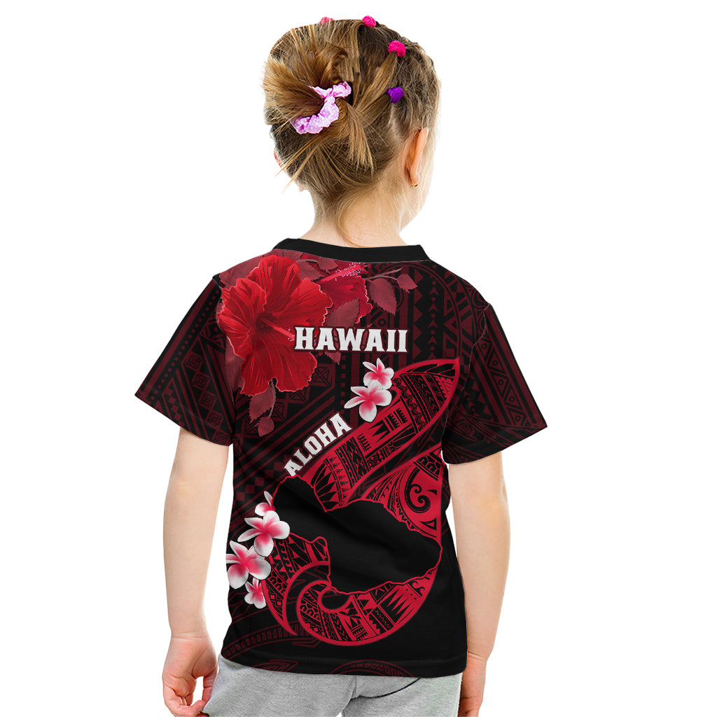 Hawaii Maui Kid T Shirt Polynesian Fish Hook Hibiscus Red Version LT05 - Polynesian Pride