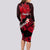 Hawaii Maui Long Sleeve Bodycon Dress Polynesian Fish Hook Hibiscus Red Version LT05 - Polynesian Pride