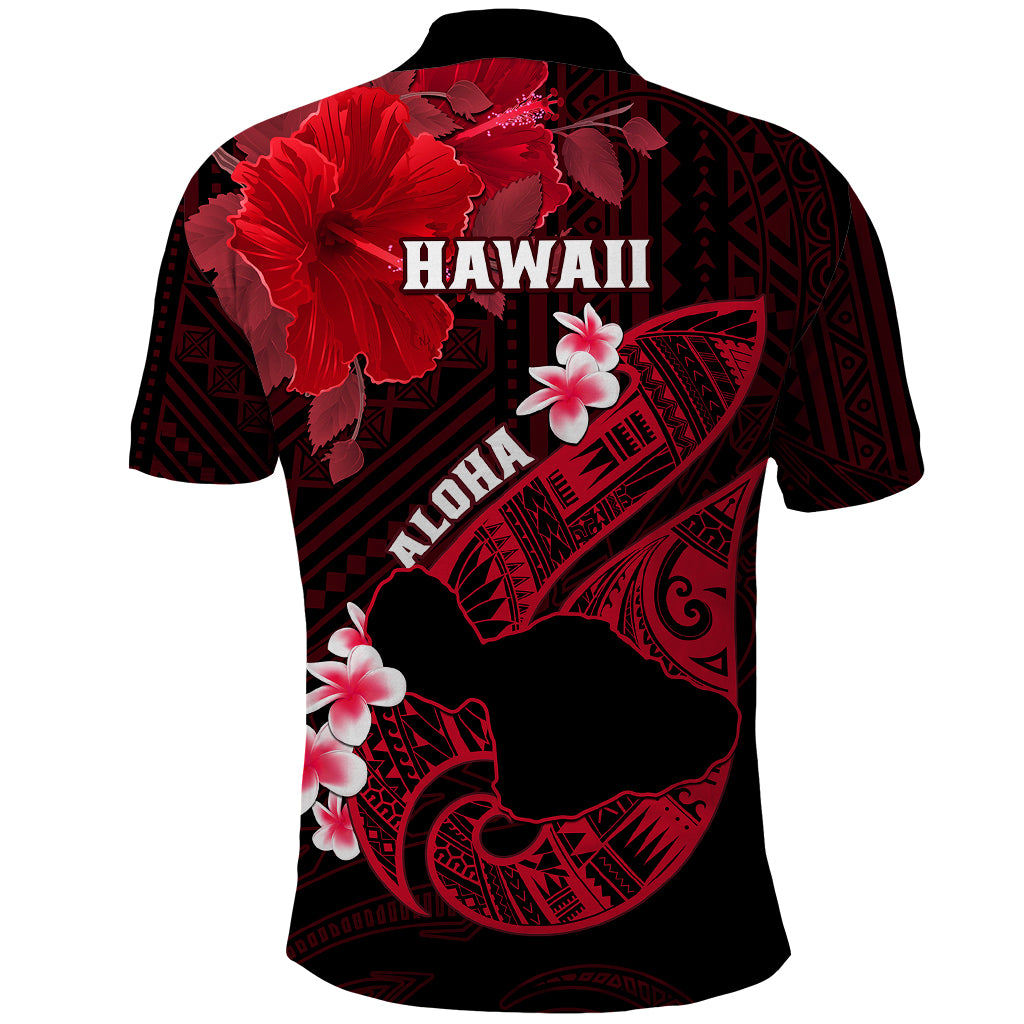 Hawaii Maui Polo Shirt Polynesian Fish Hook Hibiscus Red Version LT05 - Polynesian Pride