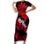 Hawaii Maui Short Sleeve Bodycon Dress Polynesian Fish Hook Hibiscus Red Version LT05 Long Dress Red - Polynesian Pride