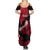 Hawaii Maui Summer Maxi Dress Polynesian Fish Hook Hibiscus Red Version LT05 - Polynesian Pride