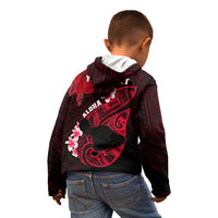 Personalized Hawaii Maui Kid Hoodie Polynesian Fish Hook Hibiscus Red Version LT05 - Polynesian Pride