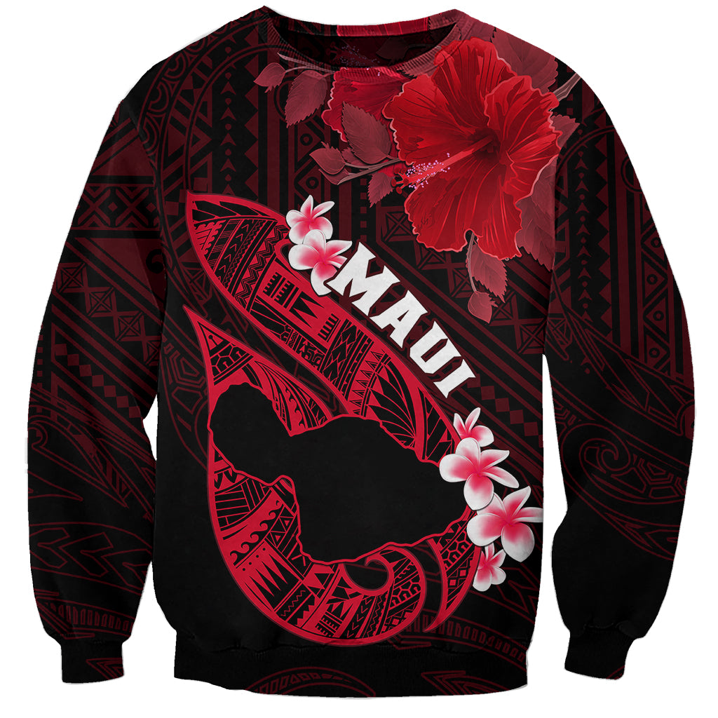 Personalized Hawaii Maui Sweatshirt Polynesian Fish Hook Hibiscus Red Version LT05 Unisex Red - Polynesian Pride