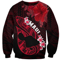 Personalized Hawaii Maui Sweatshirt Polynesian Fish Hook Hibiscus Red Version LT05 Unisex Red - Polynesian Pride