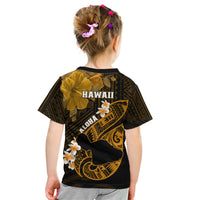 Hawaii Maui Kid T Shirt Polynesian Fish Hook Hibiscus Gold Version LT05 - Polynesian Pride
