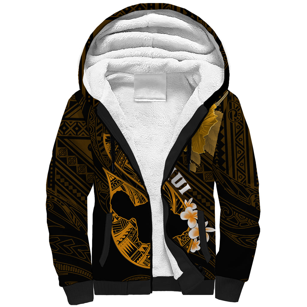 Hawaii Maui Sherpa Hoodie Polynesian Fish Hook Hibiscus Gold Version LT05 Unisex Gold - Polynesian Pride