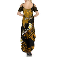 Personalized Hawaii Maui Summer Maxi Dress Polynesian Fish Hook Hibiscus Gold Version LT05 - Polynesian Pride