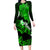 Hawaii Maui Long Sleeve Bodycon Dress Polynesian Fish Hook Hibiscus Green Version LT05 Long Dress Green - Polynesian Pride