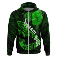 Personalized Hawaii Maui Hoodie Polynesian Fish Hook Hibiscus Green Version LT05 - Polynesian Pride