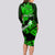 Personalized Hawaii Maui Long Sleeve Bodycon Dress Polynesian Fish Hook Hibiscus Green Version LT05 - Polynesian Pride