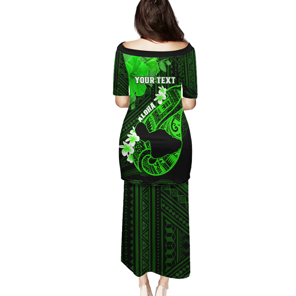 Personalized Hawaii Maui Puletasi Polynesian Fish Hook Hibiscus Green Version LT05 - Polynesian Pride