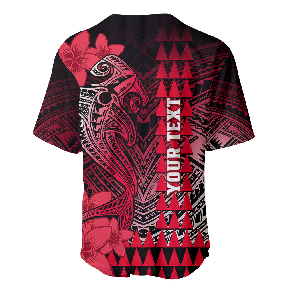 Personalized Hawaii Baseball Jersey Hammerhead Shark Kakau Polynesian Tribal Red LT05 - Polynesian Pride