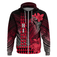 Personalized Hawaii Hoodie Hammerhead Shark Kakau Polynesian Tribal Red LT05 - Polynesian Pride