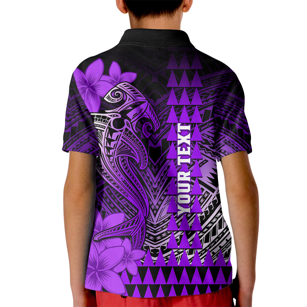 Personalized Hawaii Kid Polo Shirt Hammerhead Shark Kakau Polynesian Tribal Purple LT05 - Polynesian Pride