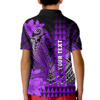 Personalized Hawaii Kid Polo Shirt Hammerhead Shark Kakau Polynesian Tribal Purple LT05 - Polynesian Pride