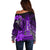 Personalized Hawaii Off Shoulder Sweater Hammerhead Shark Kakau Polynesian Tribal Purple LT05 - Polynesian Pride