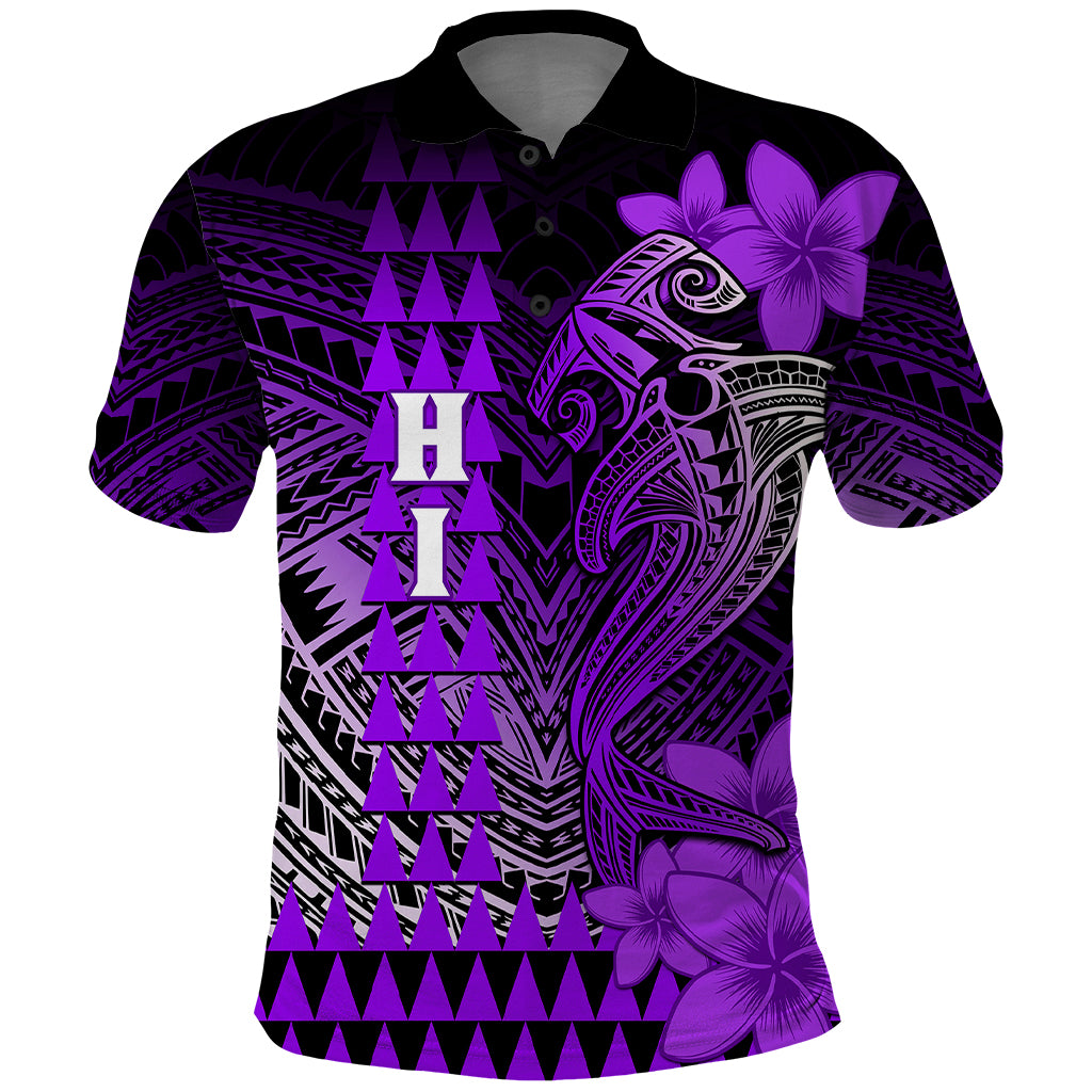 Personalized Hawaii Polo Shirt Hammerhead Shark Kakau Polynesian Tribal Purple LT05 Purple - Polynesian Pride