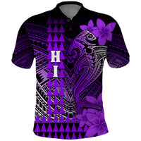 Personalized Hawaii Polo Shirt Hammerhead Shark Kakau Polynesian Tribal Purple LT05 Purple - Polynesian Pride