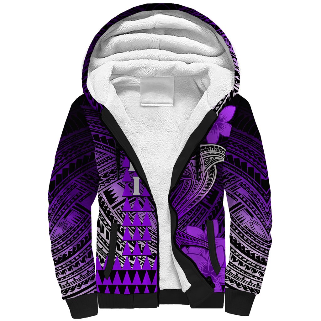 Personalized Hawaii Sherpa Hoodie Hammerhead Shark Kakau Polynesian Tribal Purple LT05 Unisex Purple - Polynesian Pride