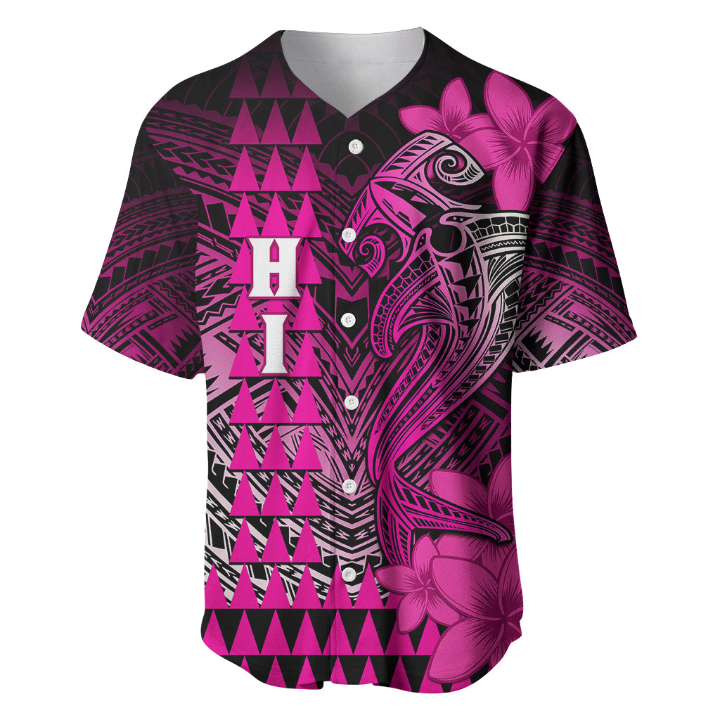 Personalized Hawaii Baseball Jersey Hammerhead Shark Kakau Polynesian Tribal Pink LT05 Pink - Polynesian Pride