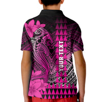 Personalized Hawaii Kid Polo Shirt Hammerhead Shark Kakau Polynesian Tribal Pink LT05 - Polynesian Pride