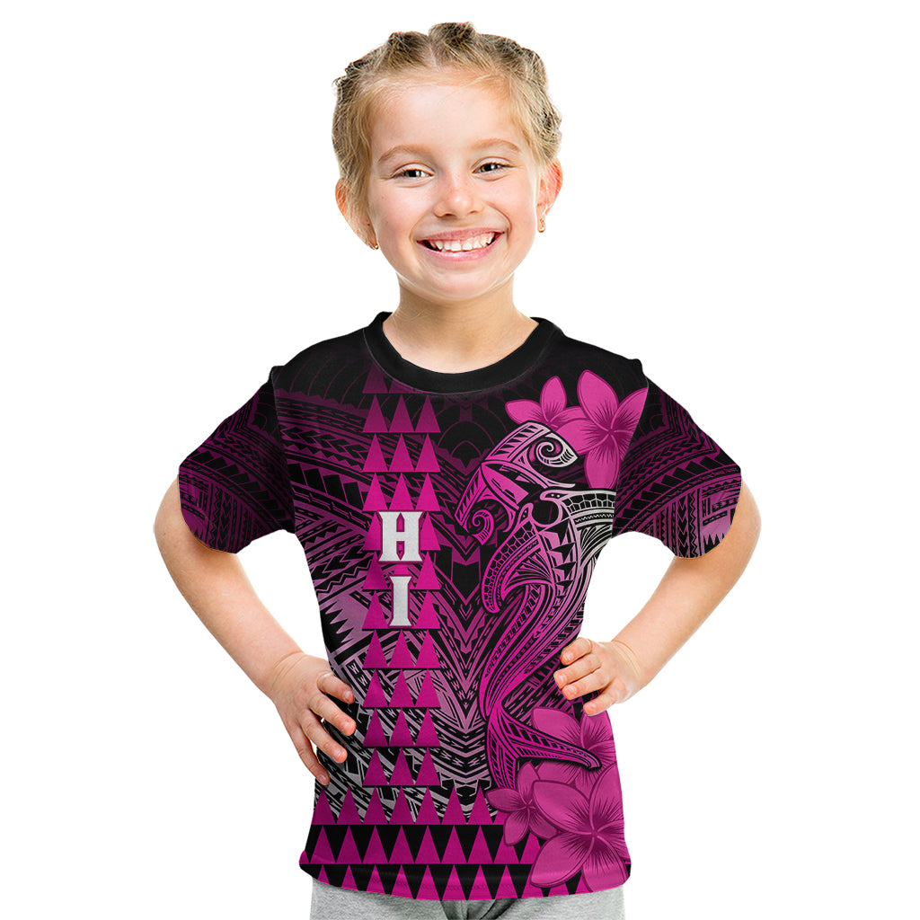 Personalized Hawaii Kid T Shirt Hammerhead Shark Kakau Polynesian Tribal Pink LT05 Pink - Polynesian Pride