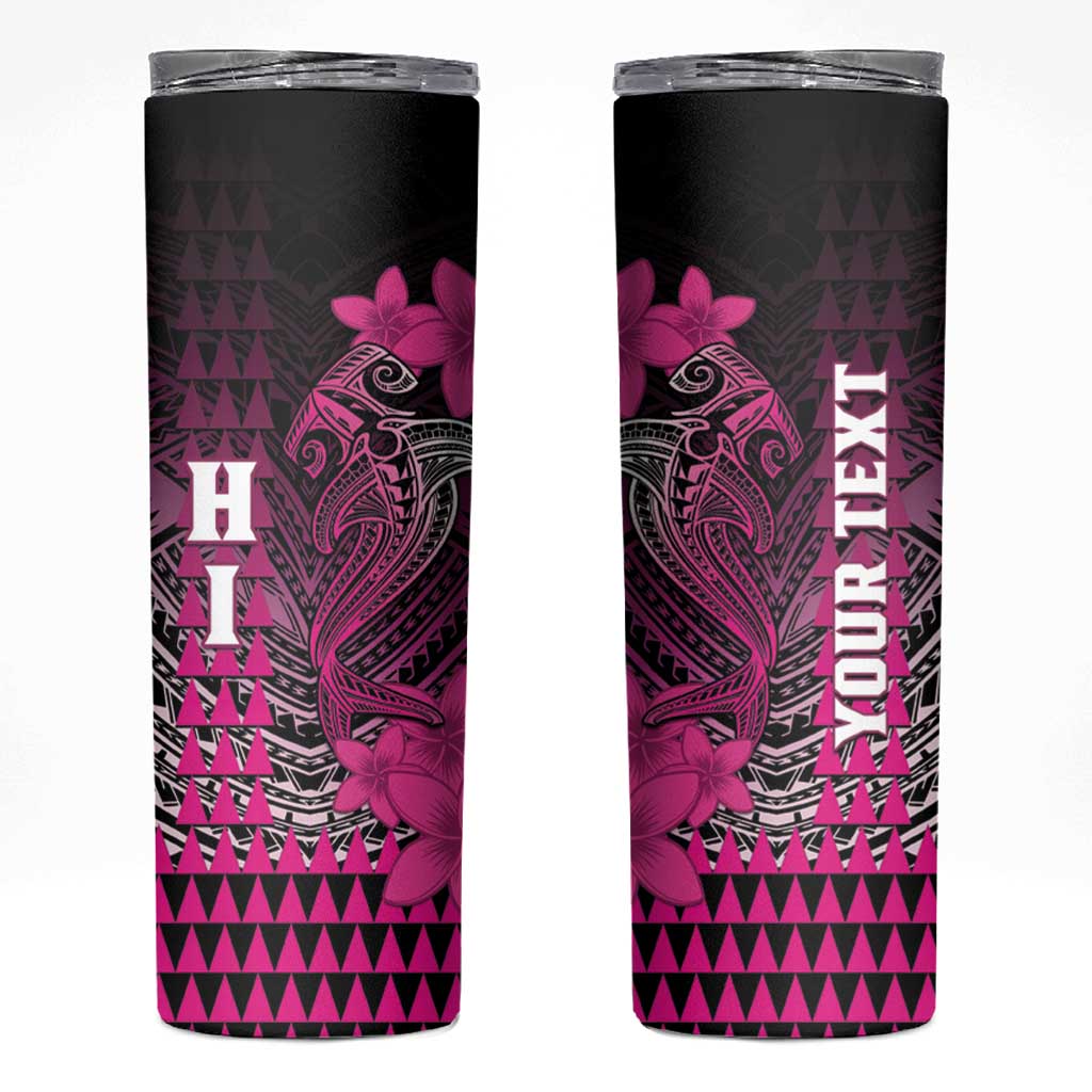 Personalized Hawaii Skinny Tumbler Hammerhead Shark Kakau Polynesian Tribal Pink