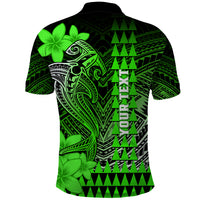 Personalized Hawaii Polo Shirt Hammerhead Shark Kakau Polynesian Tribal Green LT05 - Polynesian Pride