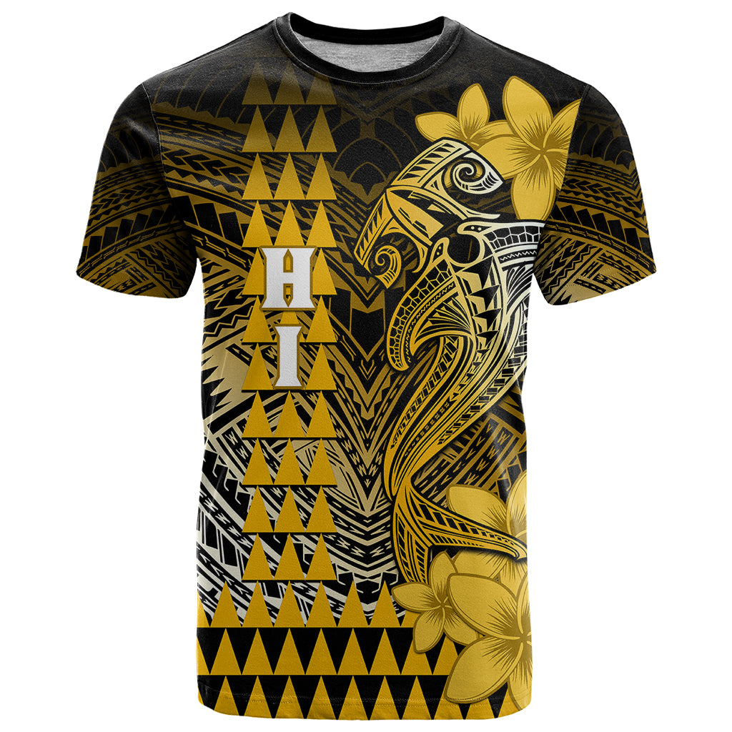 Personalized Hawaii T Shirt Hammerhead Shark Kakau Polynesian Tribal Gold LT05 Gold - Polynesian Pride