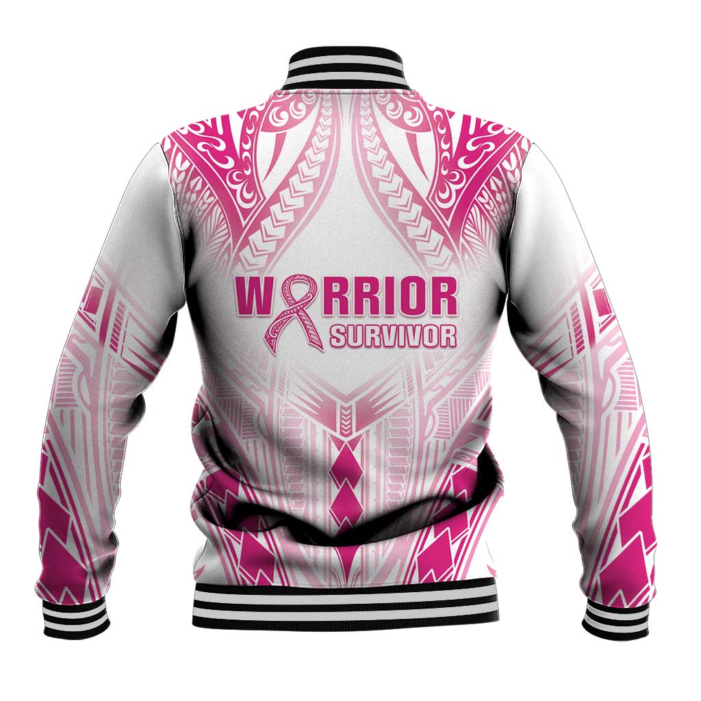 Breast Cancer Pink Out Baseball Jacket Polynesian Art Tattoo White Version LT05 - Polynesian Pride