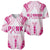 Breast Cancer Pink Out Baseball Jersey Polynesian Art Tattoo White Version