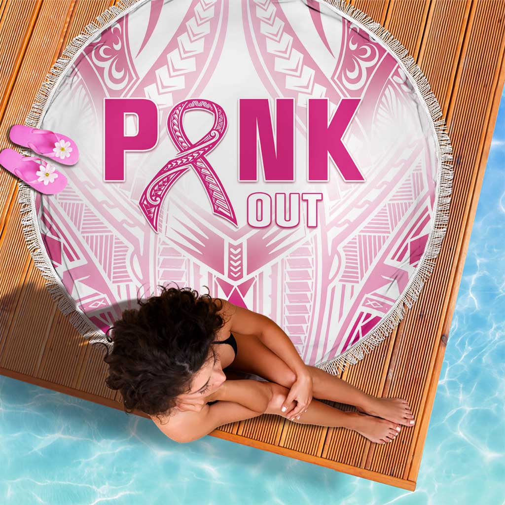 Breast Cancer Pink Out Beach Blanket Polynesian Art Tattoo White Version LT05 - Polynesian Pride