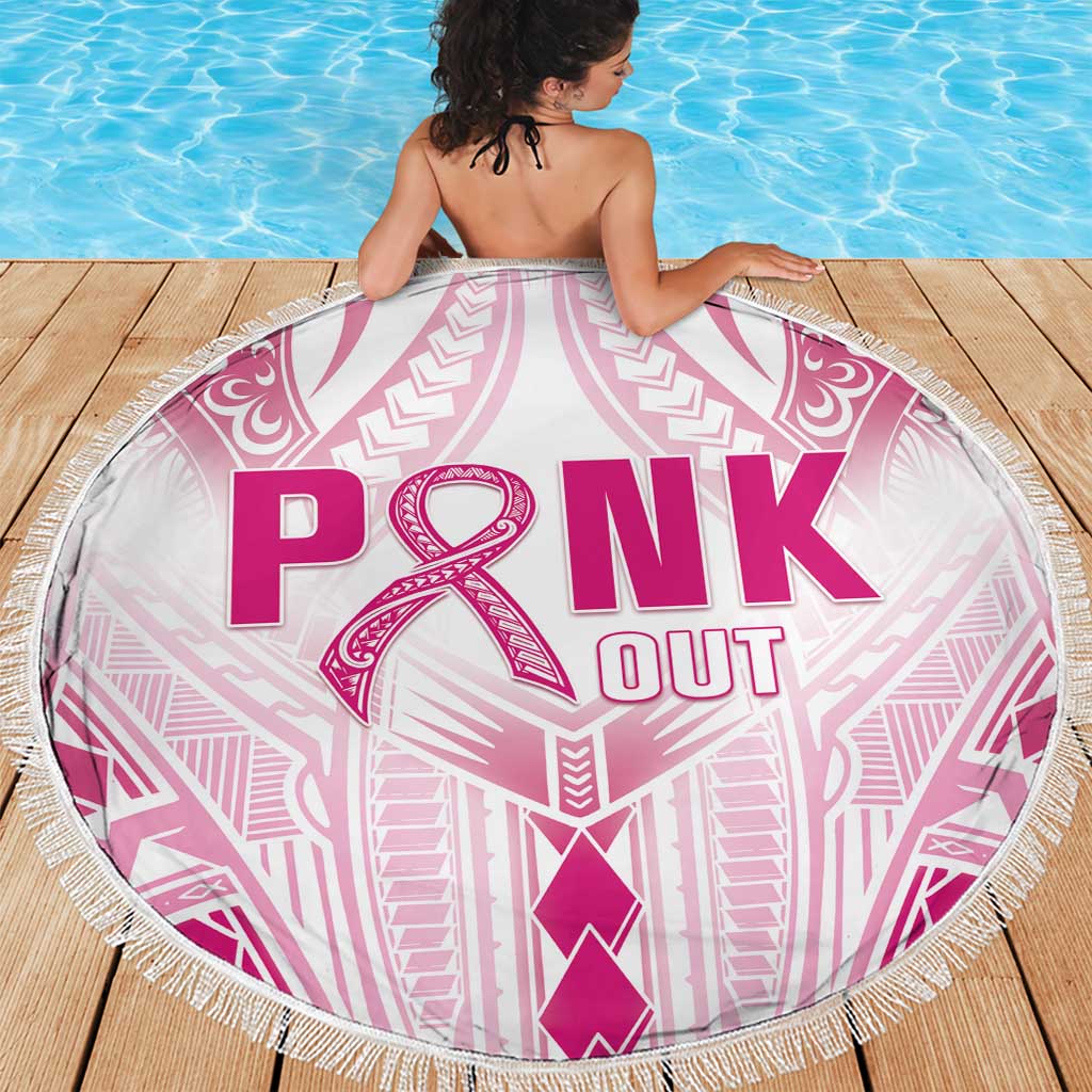 Breast Cancer Pink Out Beach Blanket Polynesian Art Tattoo White Version LT05 - Polynesian Pride