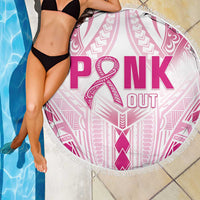 Breast Cancer Pink Out Beach Blanket Polynesian Art Tattoo White Version LT05 - Polynesian Pride