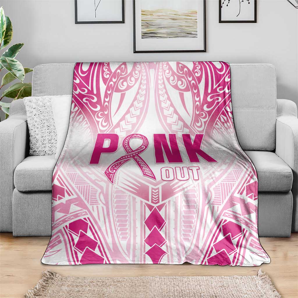 Breast Cancer Pink Out Blanket Polynesian Art Tattoo White Version LT05 - Polynesian Pride