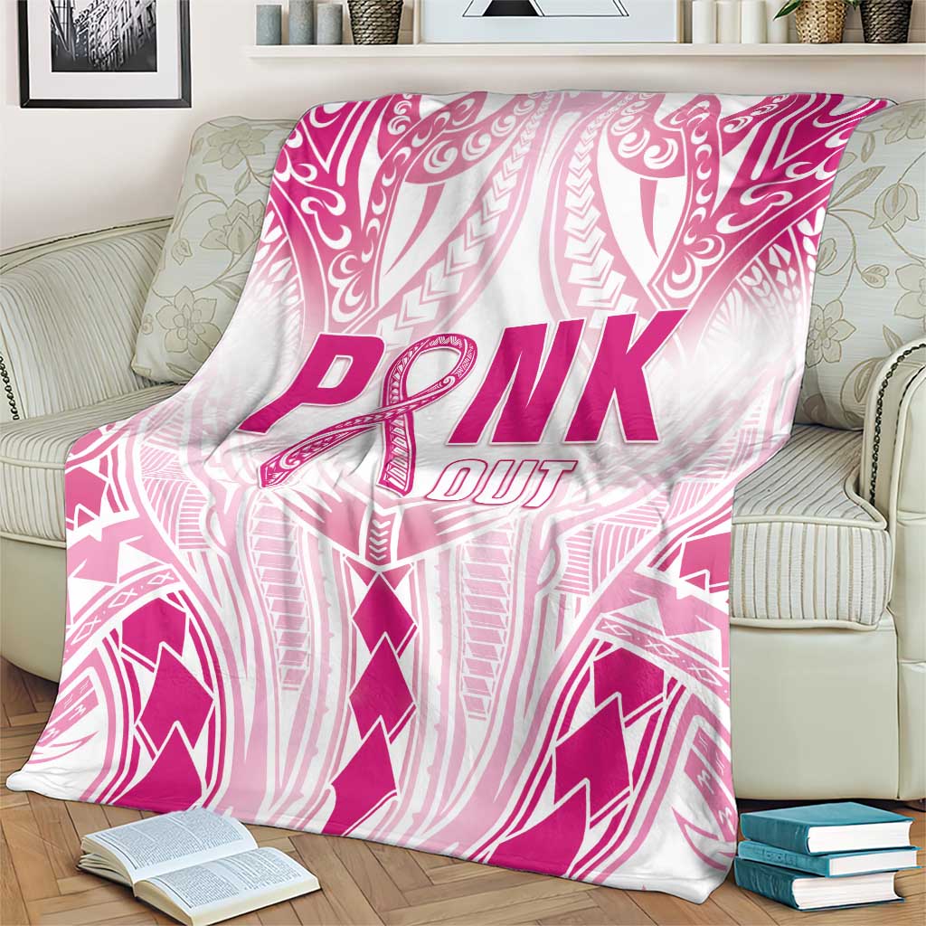 Breast Cancer Pink Out Blanket Polynesian Art Tattoo White Version LT05 - Polynesian Pride