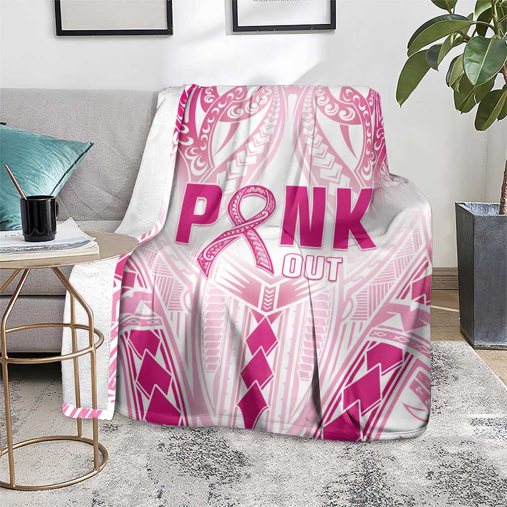 Breast Cancer Pink Out Blanket Polynesian Art Tattoo White Version LT05 - Polynesian Pride