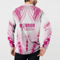 Breast Cancer Pink Out Button Sweatshirt Polynesian Art Tattoo White Version LT05 - Polynesian Pride