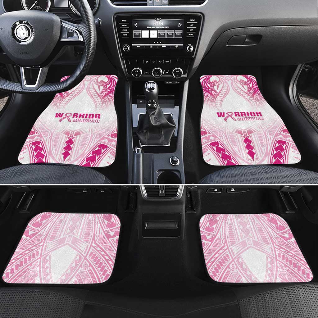 Breast Cancer Pink Out Car Mats Polynesian Art Tattoo White Version LT05 Set 4pcs White - Polynesian Pride