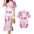 Breast Cancer Pink Out Couples Matching Mermaid Dress and Hawaiian Shirt Polynesian Art Tattoo White Version