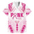 Breast Cancer Pink Out Family Matching Long Sleeve Bodycon Dress and Hawaiian Shirt Polynesian Art Tattoo White Version